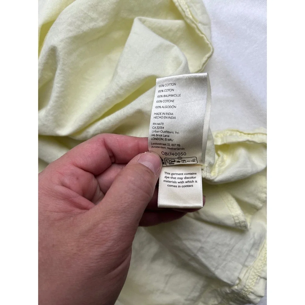 Free People Yellow Babydoll Poplin Tunic Top Dress Short Sleeve Mixed Media S